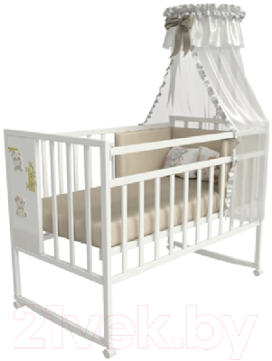 Детская кроватка VDK Mini Loft 3D колесо-качалка Funny Panda - фото