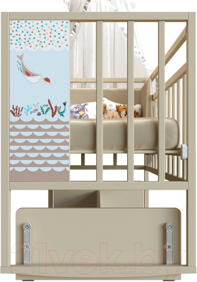 Детская кроватка VDK Mini Loft 3D Friend and Ocean поперечный маятник