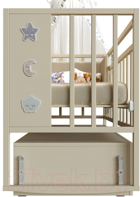 Детская кроватка VDK Mini Loft 3D Good Night маятник с ящиком