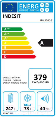 Холодильник с морозильником Indesit ITR 5200 S