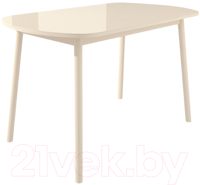 Обеденный стол Импэкс Leset Мидел Мини (металл кремовый/стекло кремовое) - фото