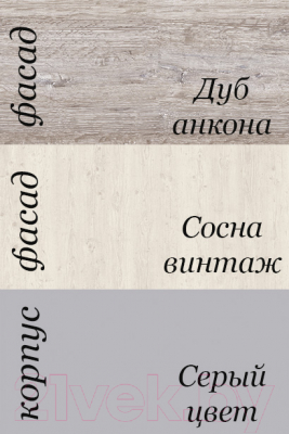 Шкаф под мойку Anrex Alesia угловой 1D/80 F1 (серый/сосна винтаж)