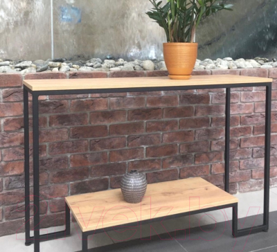 Консольный столик Millwood Пекин 4 Лофт Л 120x35x80 (дуб золотой Craft/металл черный)