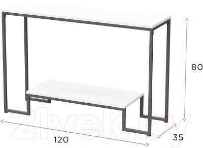 Консольный столик Millwood Пекин 4 Лофт Л 120x35x80 (дуб золотой Craft/металл черный)