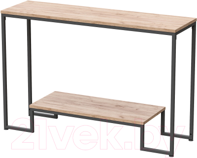 Консольный столик Millwood Пекин 4 Лофт Л 120x35x80 (дуб табачный Craft/металл черный) - фото