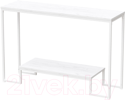Консольный столик Millwood Пекин 4 Лофт Л 120x35x80 (дуб белый Craft/металл белый) - фото
