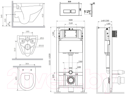 Унитаз подвесной с инсталляцией AM.PM Spirit IS47001.701700