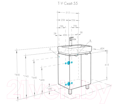 Тумба под умывальник Акватон Скай 55 (1A238101SY010)