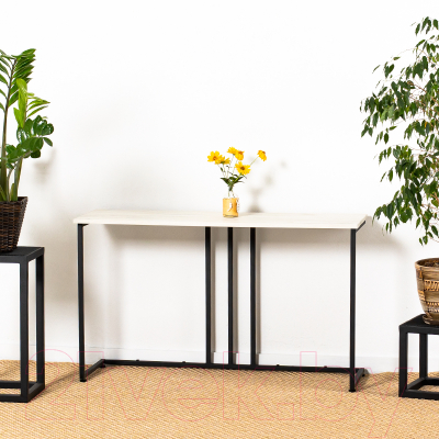 Консольный столик Millwood Лиссабон 1 Лофт Л 120x40x70.2 (дуб белый Craft/металл черный)