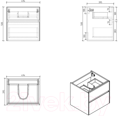 Тумба под умывальник BelBagno Pietra MINI-500AS-2C-SO-PT