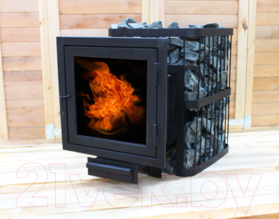 Печь-каменка КомфортПром Чугун Панорама 10013023 (79кг)