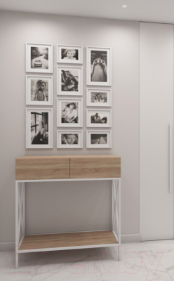 Консольный столик Hype Mebel Лесс 80x40 (черный/дуб галифакс олово)