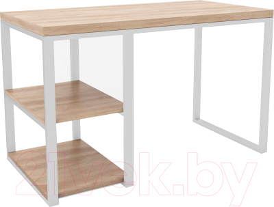 Письменный стол Hype Mebel Дэск-2 120x60 (белый/дуб галифакс натуральный) - фото