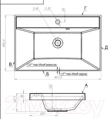 Умывальник ANDREA Classic 90