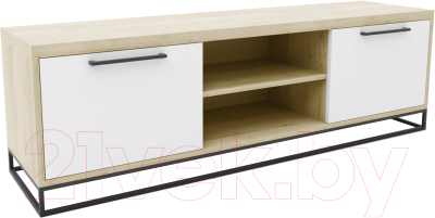 Тумба Hype Mebel ТВ 120x40 (черный/дуб галифакс натуральный) - фото