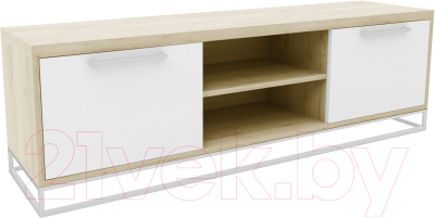 Тумба Hype Mebel ТВ 120x40 (белый/дуб галифакс натуральный) - фото