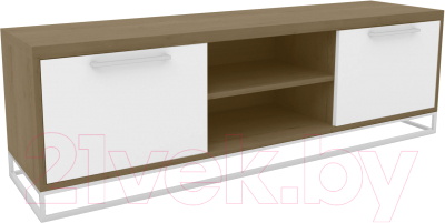 Тумба Hype Mebel ТВ 120x40 (белый/дуб галифакс олово) - фото