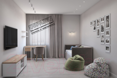 Тумба Hype Mebel ТВ 150x40 (белый/дуб галифакс олово)