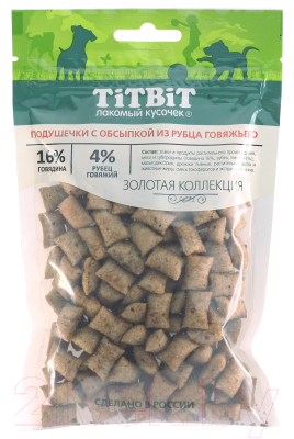 Лакомство для собак TiTBiT Подушечки с обсыпкой из рубца говяжьего / 18767 - фото