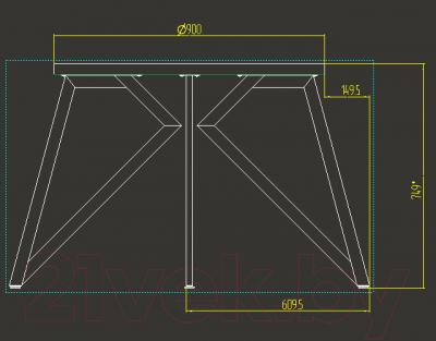 Обеденный стол Millwood Женева Л D90x75 (дуб табачный Craft/металл черный)