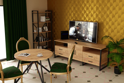 Обеденный стол Millwood Женева Л D100x75 (дуб золотой Craft/металл черный)