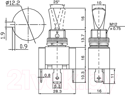 Переключатель Rexant ON-OFF 06-0334-B