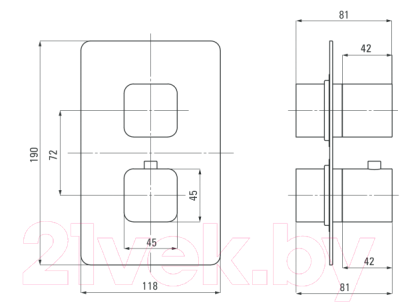 Внешняя часть смесителя скрытого монтажа Deante Box BXY 0ECT