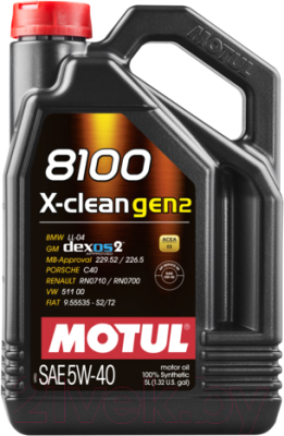 Моторное масло Motul 8100 X-Clean gen2 5W40 / 109762 - фото