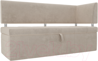 Скамья кухонная мягкая Лига Диванов Стоун 259 правый / 107265 (велюр, бежевый) - фото