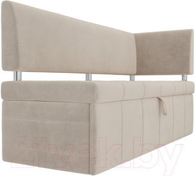 Скамья кухонная мягкая Лига Диванов Стоун 259 правый / 107265 (велюр, бежевый)