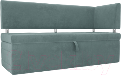 Скамья кухонная мягкая Лига Диванов Стоун 259 правый / 107266 (велюр, бирюзовый) - фото