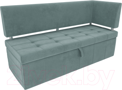 Скамья кухонная мягкая Лига Диванов Стоун 259 правый / 107266 (велюр, бирюзовый)