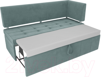Скамья кухонная мягкая Лига Диванов Стоун 259 правый / 107266 (велюр, бирюзовый)