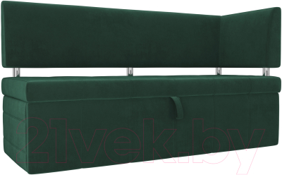 Скамья кухонная мягкая Лига Диванов Стоун 259 правый / 107268 (велюр, зеленый) - фото