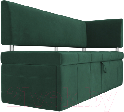 Скамья кухонная мягкая Лига Диванов Стоун 259 правый / 107268 (велюр, зеленый)
