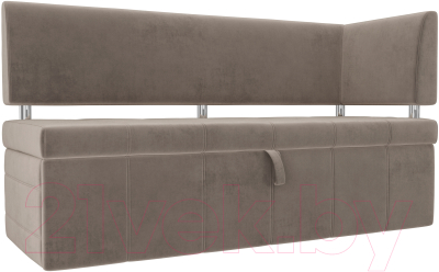 Скамья кухонная мягкая Лига Диванов Стоун 259 правый / 107269 (велюр, коричневый) - фото
