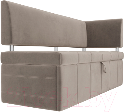 Скамья кухонная мягкая Лига Диванов Стоун 259 правый / 107269 (велюр, коричневый)