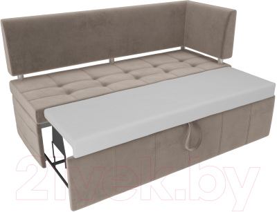 Скамья кухонная мягкая Лига Диванов Стоун 259 правый / 107269 (велюр, коричневый)