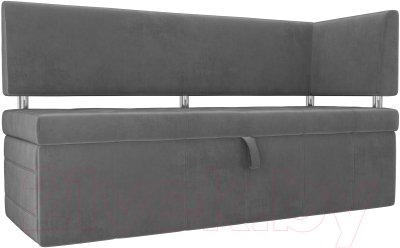 Скамья кухонная мягкая Лига Диванов Стоун 259 правый / 107270 (велюр, серый) - фото
