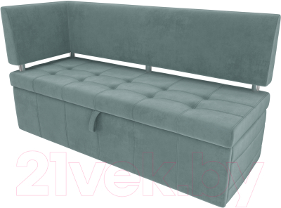 Скамья кухонная мягкая Лига Диванов Стоун 259 левый / 107266 (велюр, бирюзовый)