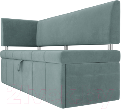 Скамья кухонная мягкая Лига Диванов Стоун 259 левый / 107266 (велюр, бирюзовый)