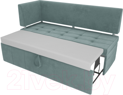 Скамья кухонная мягкая Лига Диванов Стоун 259 левый / 107266 (велюр, бирюзовый)