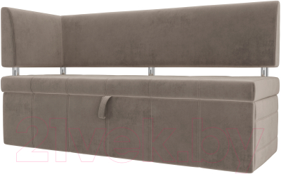 Скамья кухонная мягкая Лига Диванов Стоун 259 левый / 107269 (велюр, коричневый) - фото