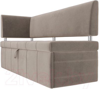 Скамья кухонная мягкая Лига Диванов Стоун 259 левый / 107269 (велюр, коричневый)