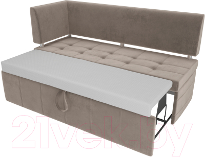 Скамья кухонная мягкая Лига Диванов Стоун 259 левый / 107269 (велюр, коричневый)