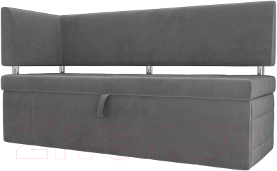 Скамья кухонная мягкая Лига Диванов Стоун 259 левый / 107270 (велюр, серый) - фото