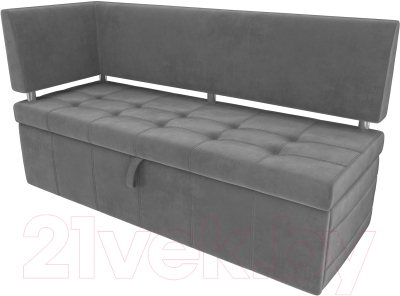 Скамья кухонная мягкая Лига Диванов Стоун 259 левый / 107270 (велюр, серый)
