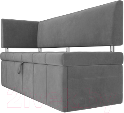 Скамья кухонная мягкая Лига Диванов Стоун 259 левый / 107270 (велюр, серый)