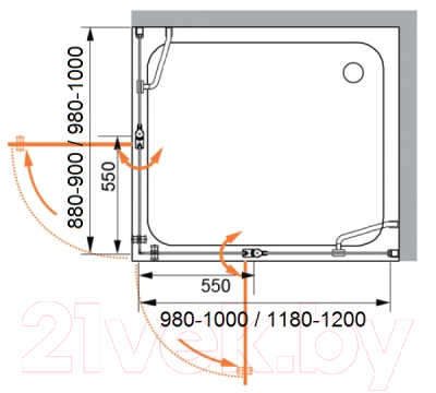Душевой уголок Cezares ELENA-W-AH-2-120/100-C-Cr