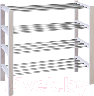 Полка для обуви Sheffilton Альберо SHT-SR9-4 (беленый/алюм. металлик) - фото